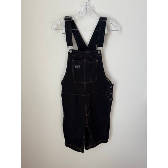 WILDFANG The Essential Shortall Stretch Cotton Overall Shorts Black Size Small - Picture 2 of 7